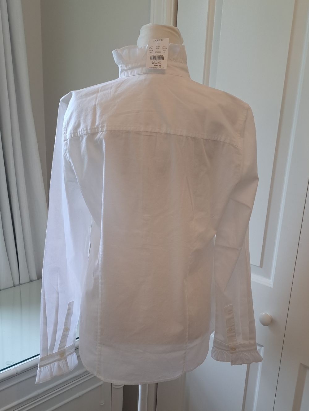 NWT J.Crew Womens Classic Preppy White Cotton Ruffle Trim Button Down Shirt SM - Picture 4 of 8